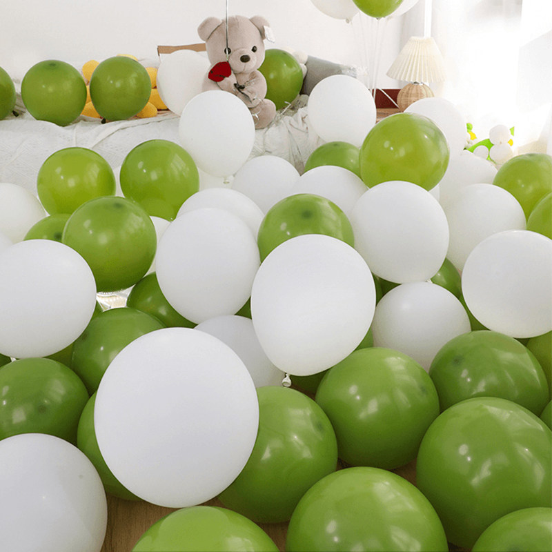 绿色气球复古绿橄榄绿幼儿园学校装饰商场开业生日活动场景布置