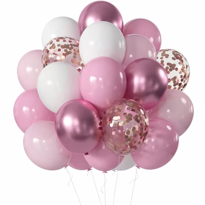 马卡龙粉色气球飘空女孩生日户外拍照装饰结婚订婚氛围场景布置