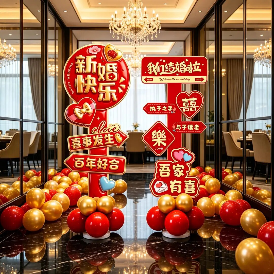 婚宴酒店门口KT板迎宾路引牌图片