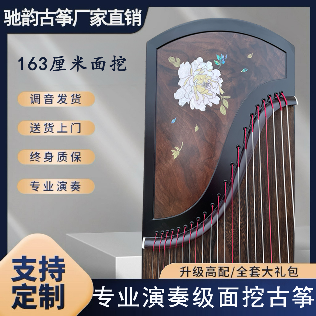 驰韵古筝163cm面挖工艺成人儿童高端演奏级纯手工乐器专业古筝