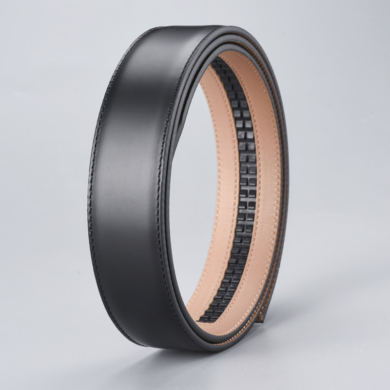 无夹层光面3.2不带头皮带真皮植鞣头层牛皮自动扣无扣腰带身977