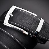 双面皮带男士 真皮青年3.4针扣蓝色荔枝纹头层牛皮休闲牛仔腰带615