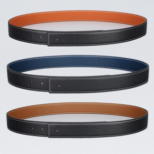 无头双面头层牛皮男士 真皮h扣纯带身荔枝纹3.8不带扣3.4腰带条903