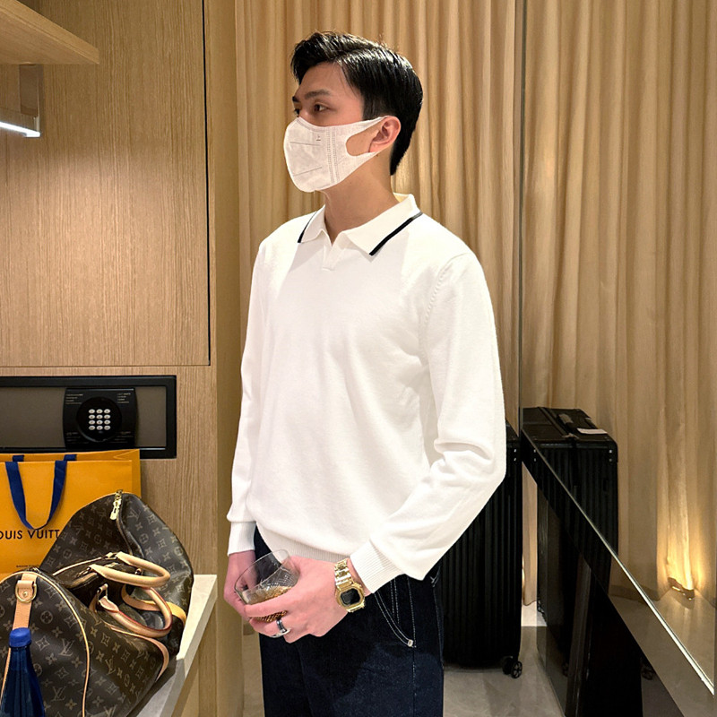 老钱风男装修身翻领男士上衣秋冬新款时尚商务海鸥领针织polo衫男,男装,Polo衫,淘宝优惠券,粉丝福利购,淘宝优惠卷