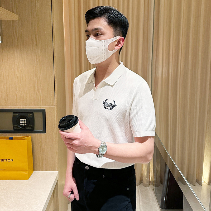 夏季短袖时尚刺绣polo衫海鸥领