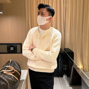 轻熟青年休闲纯色内搭男冬季打底衫时尚高级亨利领针织衫男士毛衣