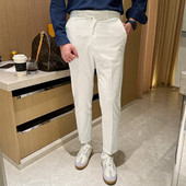 九分裤 纯棉直筒裤 男款 高级感黑色修身 秋季 新款 子男白色休闲裤 男