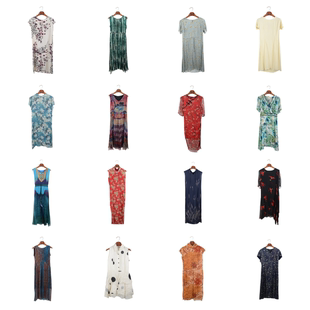 vintage古着女装 真丝桑蚕丝连衣裙名媛风碎花印花裙子真丝II 夏季