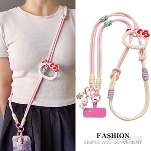 手机挂绳女斜挎长款挂脖手腕多功能可爱撞色编织户外旅游爬山行手提包链套壳相机可侧背肩带绳子时尚百搭新品