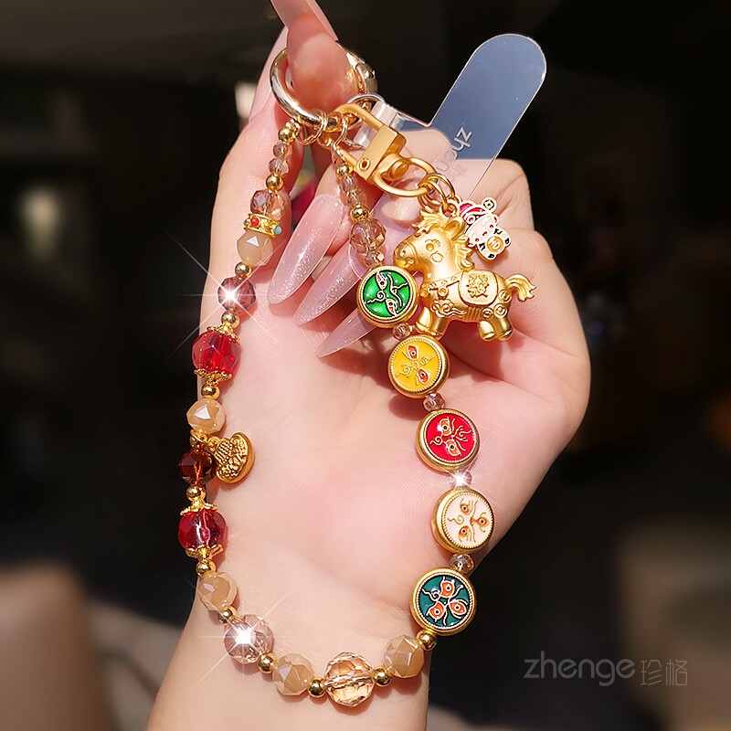 招财小马手机链串珠挂件饰手腕绳