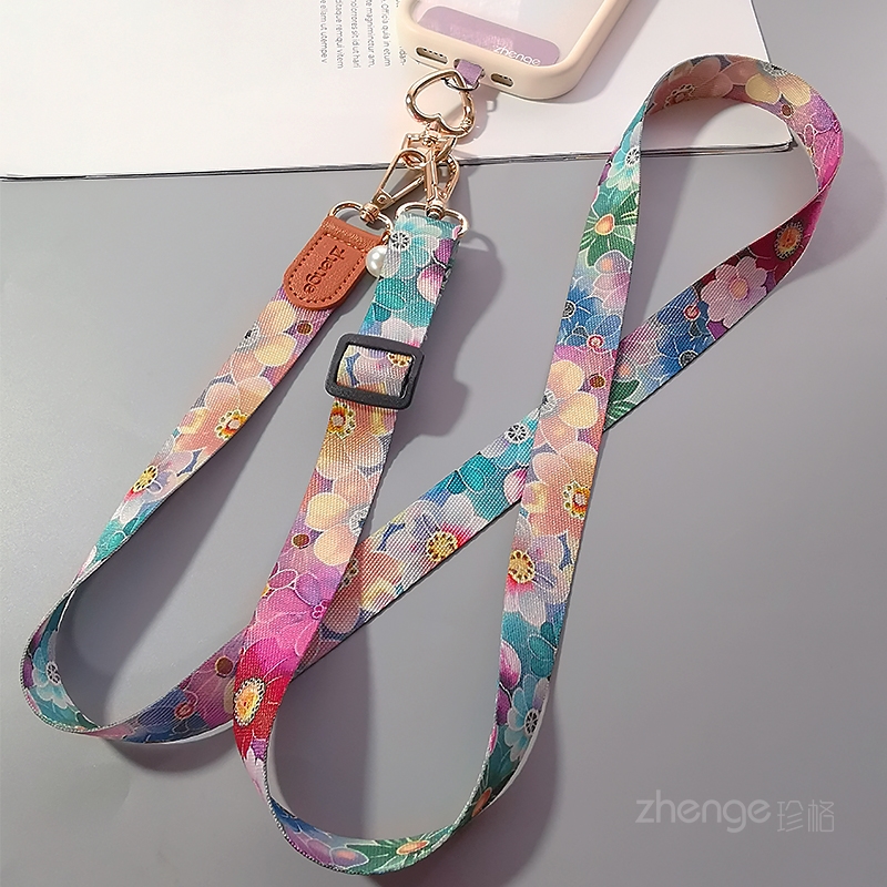 手机斜挎挂绳可调节印花彩绘背带