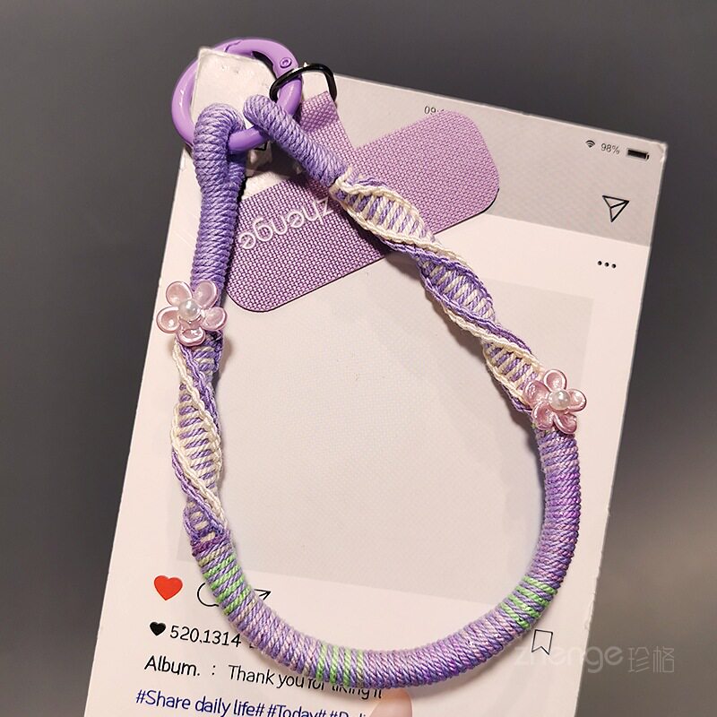 多巴胺手机挂绳手腕短款撞色编织图片
