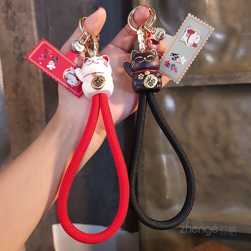 招财猫手腕手机挂绳男女短款