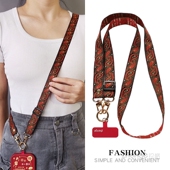 男女户外登山旅游行逛街包包链套壳相机小蜜蜂肩背带通用新品 手机挂绳斜挎古风纹理织带宽版 可调节挂脖长款