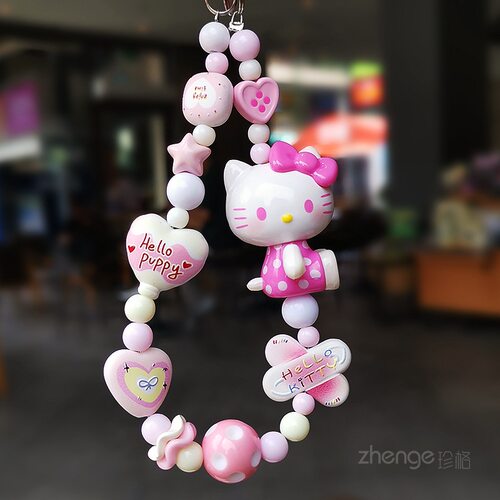 少女心卡通猫咪手机链挂件手腕绳