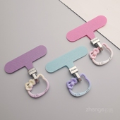 可爱猫圆扣夹片手机挂绳薄垫片不顶壳不影响充电手机链串环挂钩扣连接片金属圆圈结实耐用帆布卡条挂件通用新