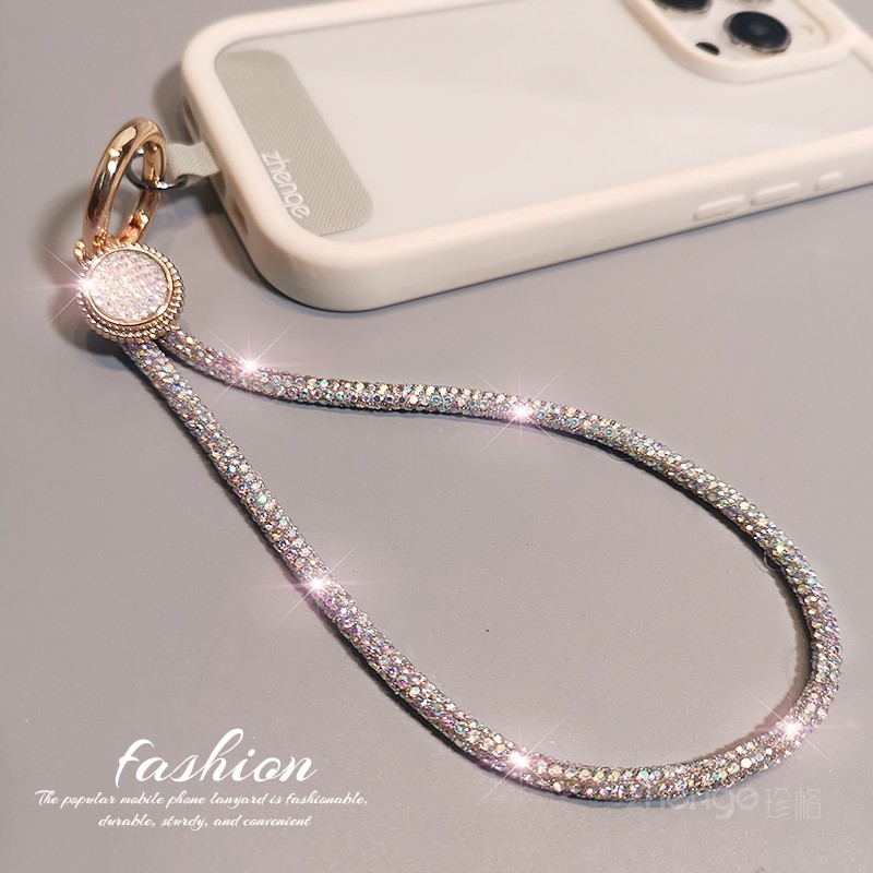 小香风满钻手机挂绳女手腕短款