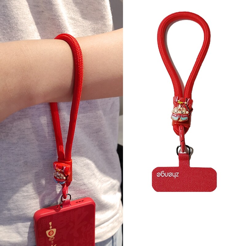 新年红迎财神手机挂绳手腕短款