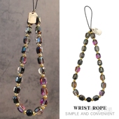 黑夜紫水晶手链手机挂绳ins时尚 手腕挂饰户外出行旅游逛街聚会防丢手提链新 高级感女士手机壳挂件串珠链短款