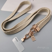 马尾编织小众精致结实耐用户外女登山旅游行包包电话套壳可肩背带绳子通用原创新品 手机挂绳斜挎长款 简约时尚