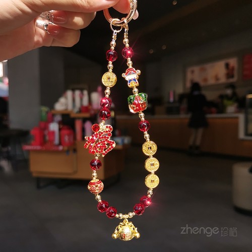 精品福字招财金珠手链手机挂绳
