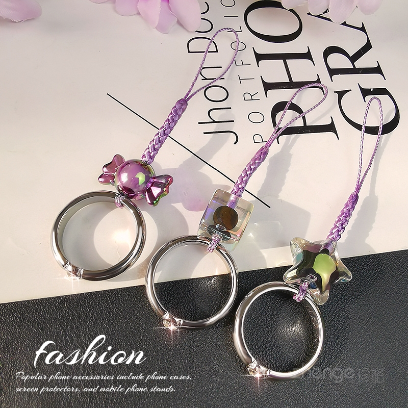 手机指环时尚水钻戒指挂绳女款