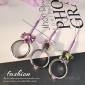 新 水钻戒指挂绳旅游出行户外爬山拍照逛街结实耐用防丢防掉手机壳小吊绳短款 手机指环挂绳女款 ins时尚