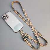 百搭防丢绳 可调节宽带子时尚 多彩斜挎背带手机挂绳夹片女款 挂链帆布纹手机链挂脖加长款