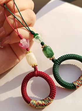 古风指环手机挂绳玉玲兰手作编织