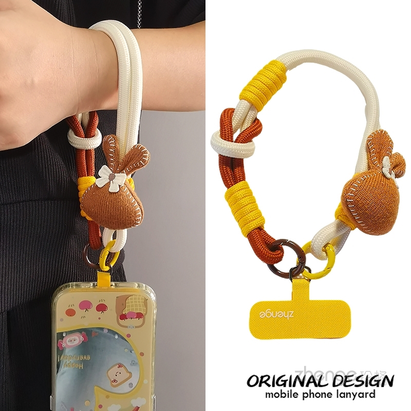 手机挂绳女手腕小众好看可爱兔子挂件编织短户外登山旅游行逛街拍照防丢摔手提拇指环小吊绳电话套壳通用新款