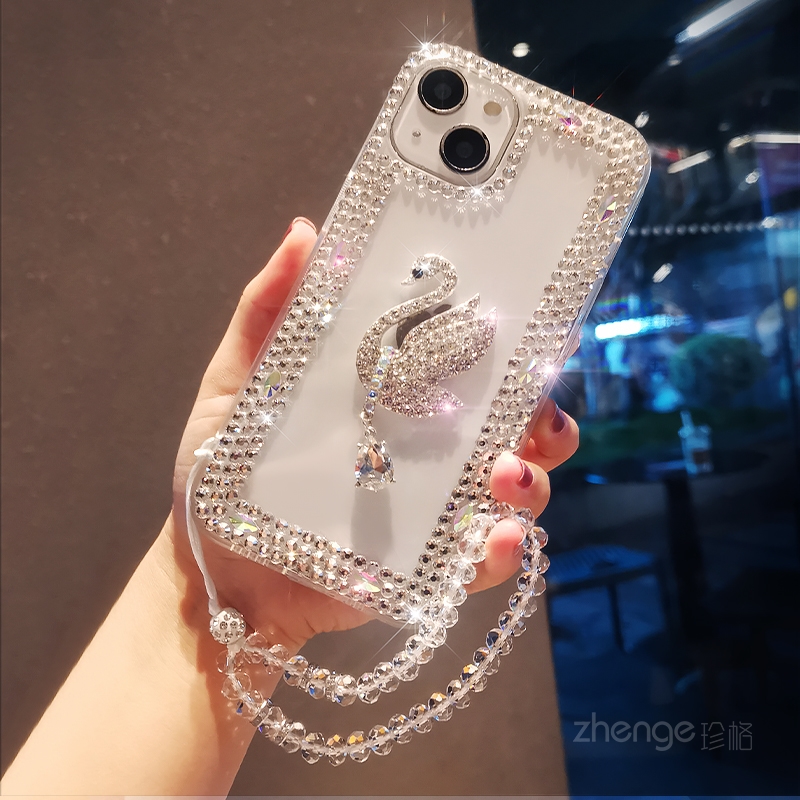 水晶手链挂绳保护手机壳