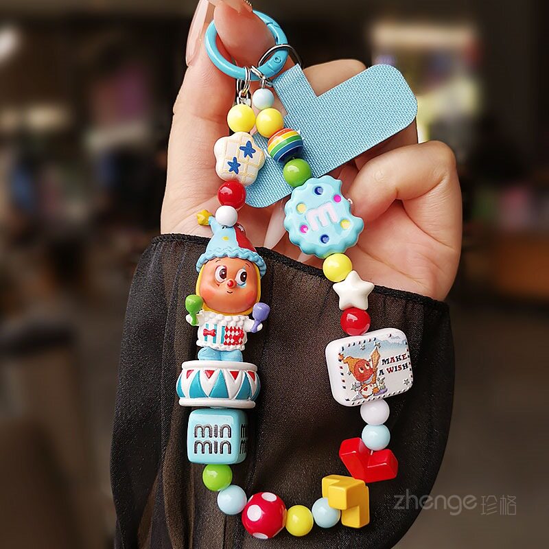 可爱公仔手机链串珠挂件ins女卡通精致吊坠饰手作小众手腕挂包包钥匙防丢手提链腕带套壳手机挂绳时尚潮新品