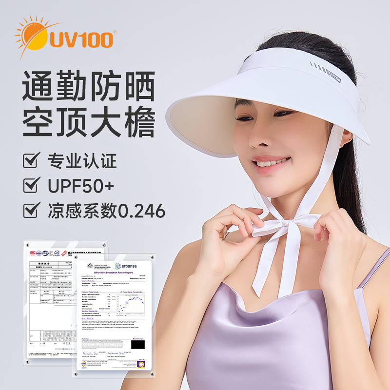 台湾UV100时尚休闲空顶防晒帽子