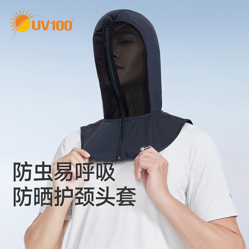 台湾UV100防晒帽子面罩护颈遮阳帽男女透气防紫外线2025新款25383