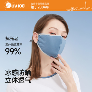 冰丝透气薄款 UV100防晒口罩女夏季 立体遮阳防紫外线冰丝面罩22326