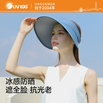 UV100防晒帽夏季女骑车大帽檐防紫外线透气大头围遮阳空顶帽22377