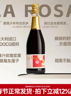 清甜不酸涩！意大利进口蔷薇少年布拉凯多甜红起泡酒葡萄酒气泡酒