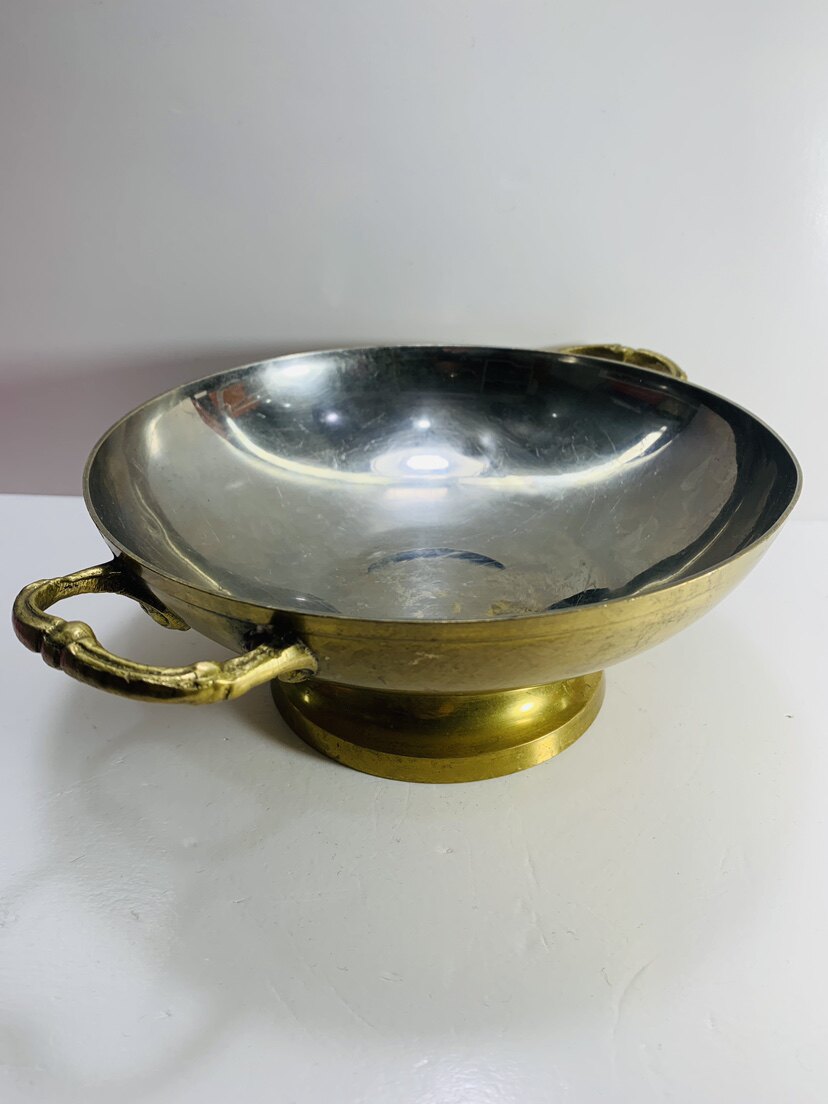 Vingeta铜盘铜蓝子 双耳盘镀金镀银回流铜器孤品 家居装饰 老物件