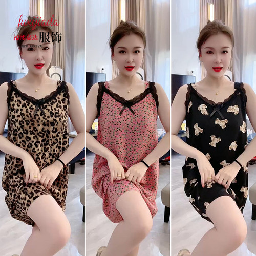 冰丝夏季甜美家居睡裙女