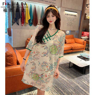 冰丝睡衣女士薄款大码新中式夏季