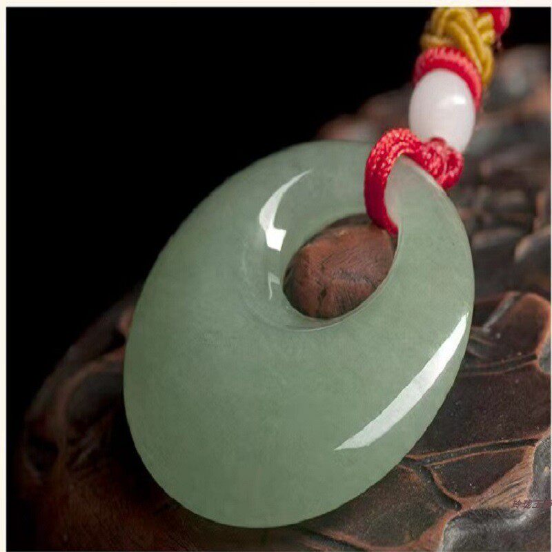 天然阳绿东陵玉公主平安扣吊坠 时尚莹润金丝玉情侣 项链玉佩挂坠