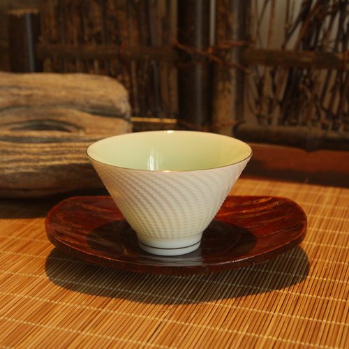 日式实木樱皮大漆杯托碟子杯垫