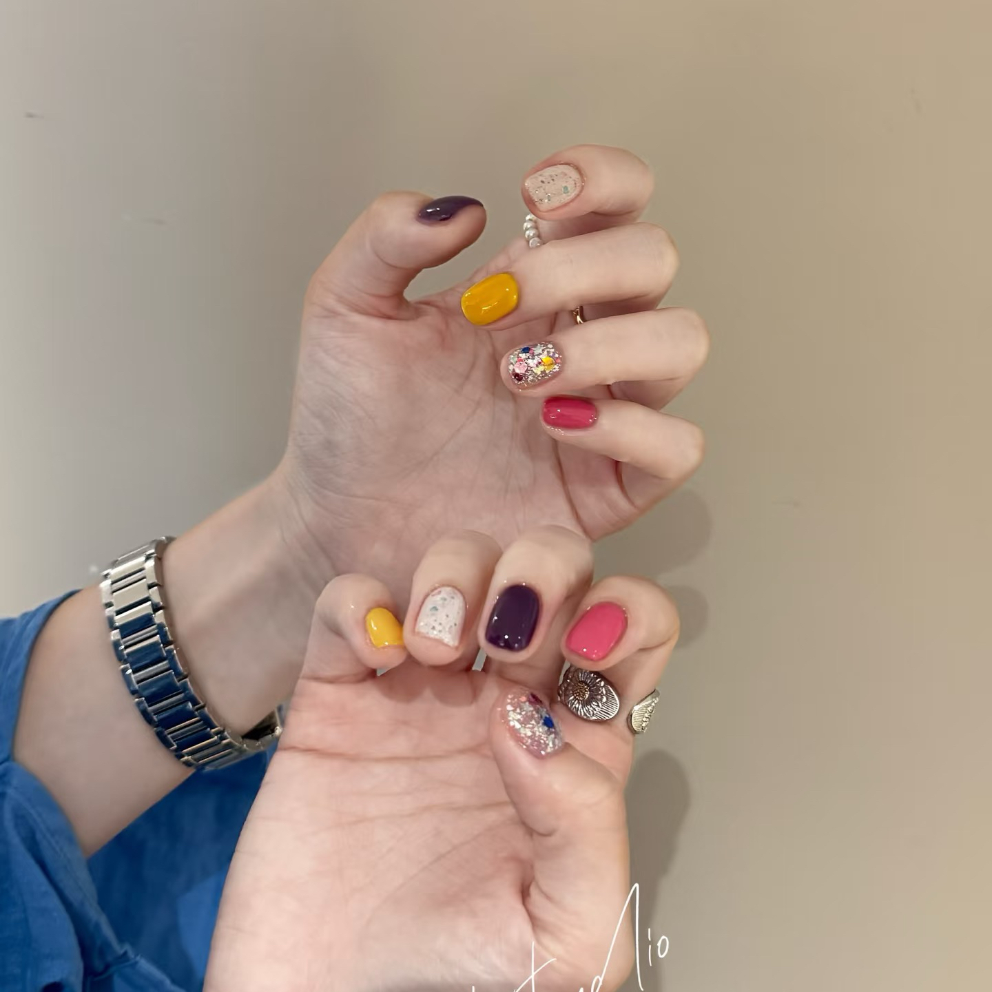 小众复古撞色亮片纯手工穿戴甲