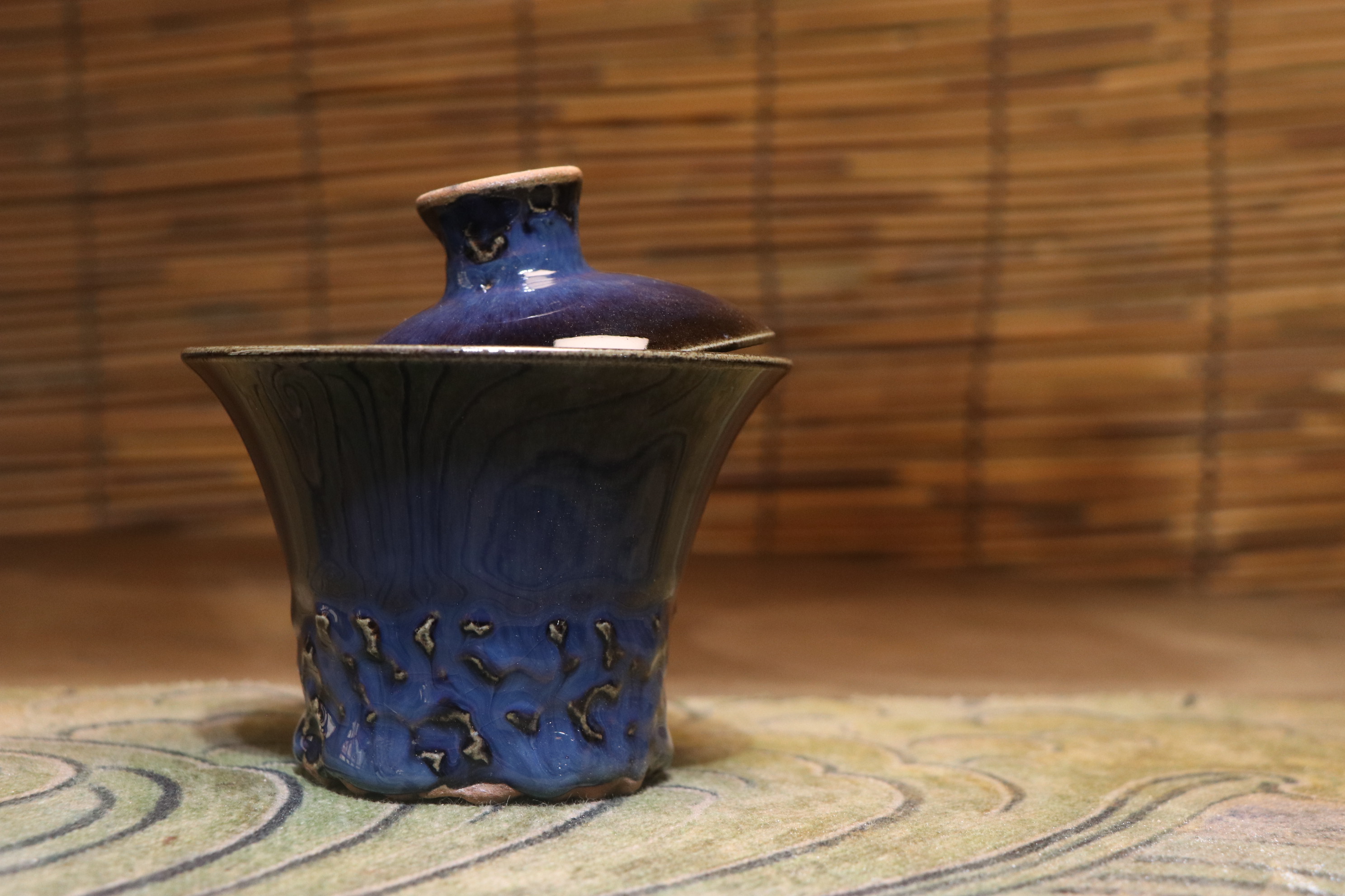 建盏两才手工盖碗创意立体雕塑外部底茶杯盖碗单杯陶瓷茶具茶杯