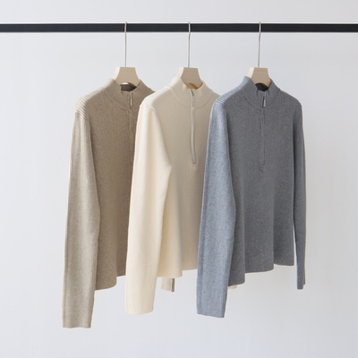 半高领拉链针织毛衣女新款秋冬季加厚套头软糯修身内搭打底衫上衣