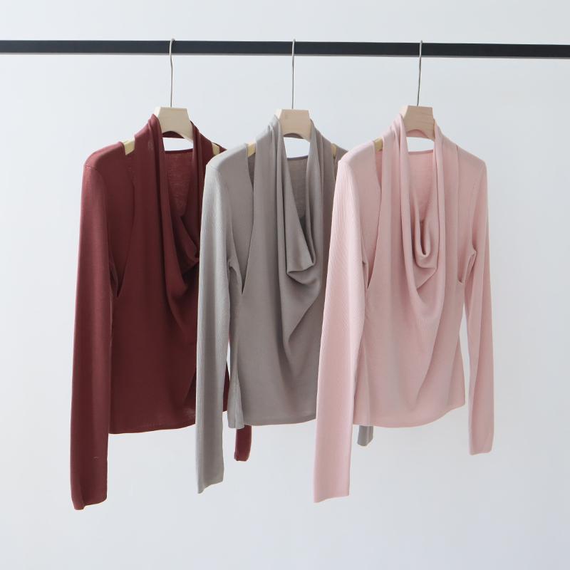 莱赛尔天丝设计感挂脖荡领针织衫