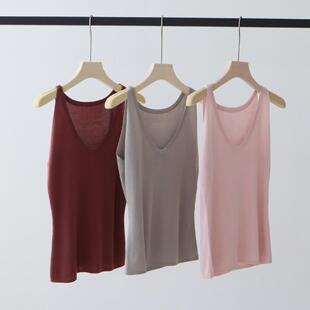 内搭 短款 春夏新款 天丝混纺桑蚕丝针织吊带背心女低领贴身内搭修身