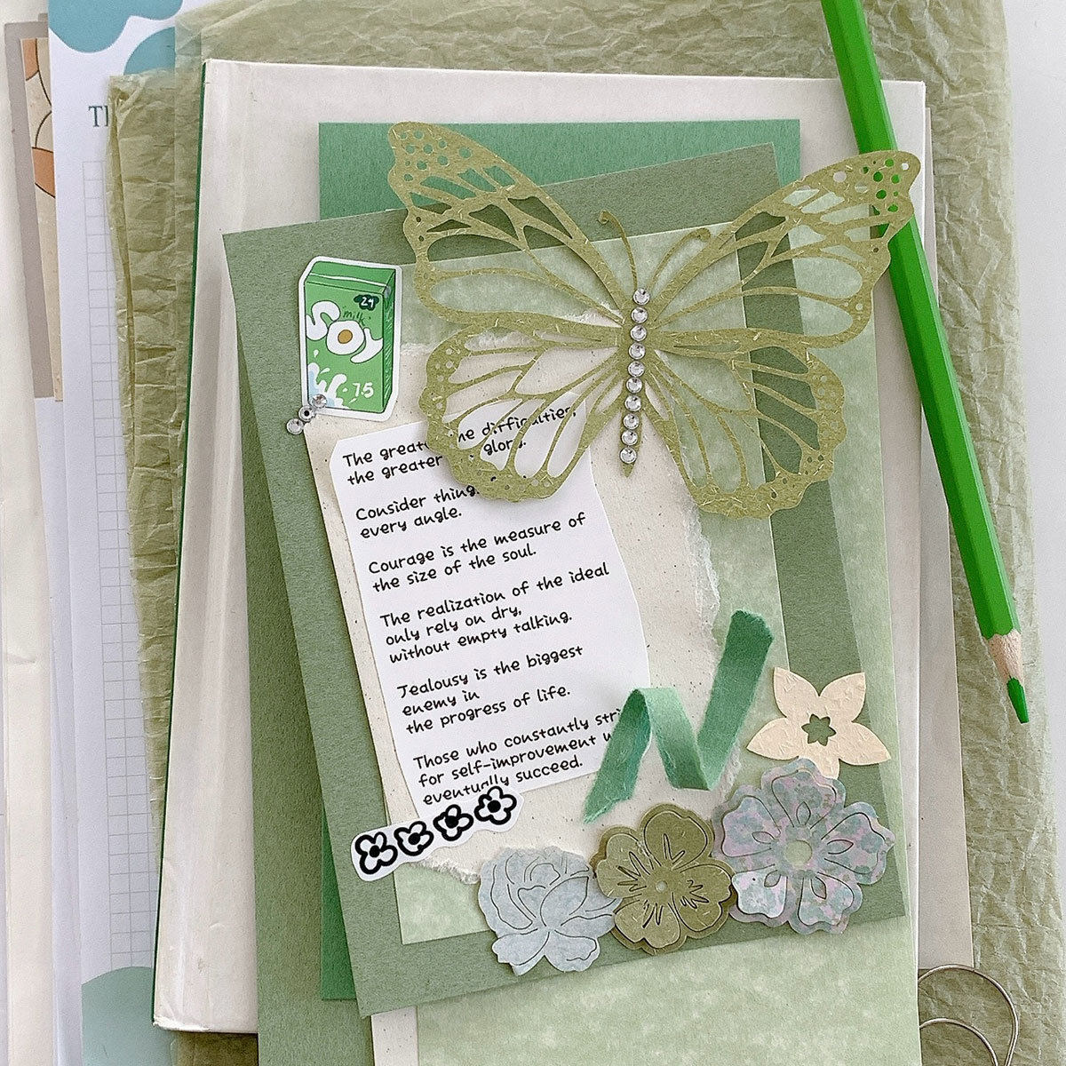 青柠抹茶活页本内页替芯混合特种纸素材纸手账本A6slimM5A7