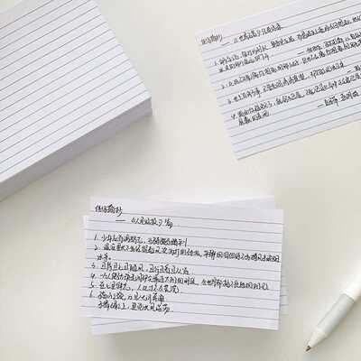 美式索引卡便签纸 学生考研英语单词本3英寸3×5索引卡片横线本子