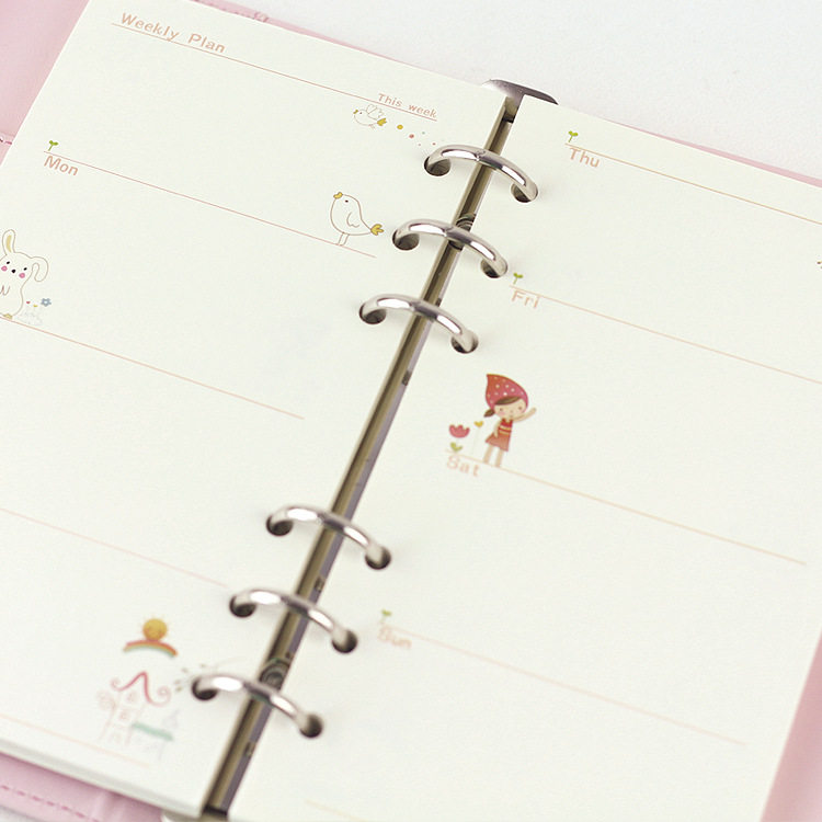 A6手账内页6孔彩色页芯